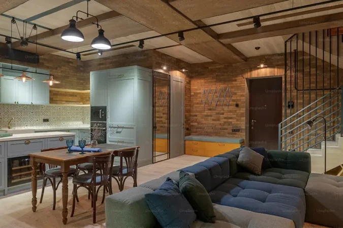 Showcase of a finished basement room