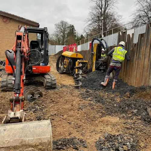 Open Bore Piling on a construction website